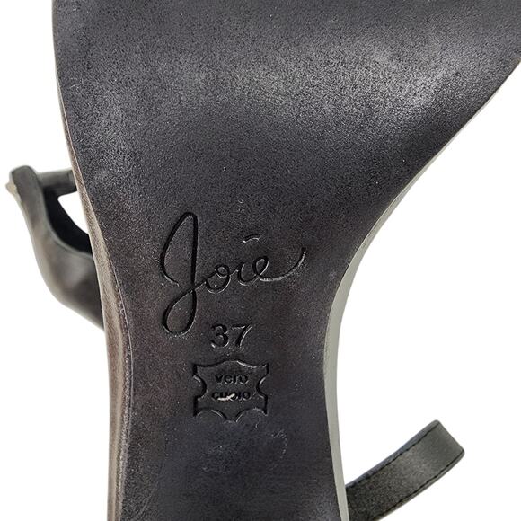 Joie Abbott Camo Toe Strap Black Ankle Strap Zipper Back Stiletto Heels Size 6.5 - Picture 6 of 7